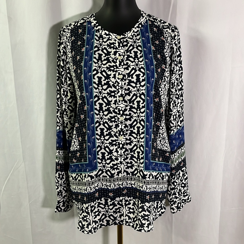 LOFT Colorful Printed Long Sleeve Pullover Blouse